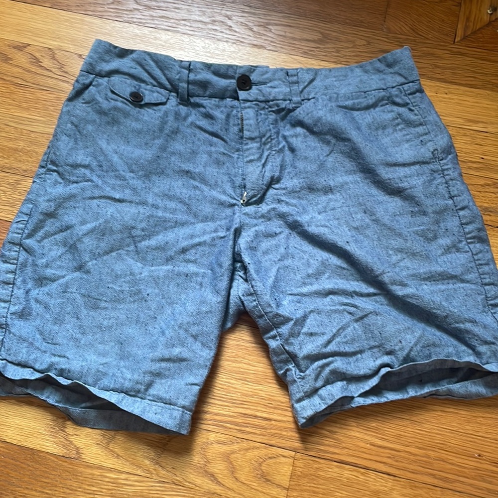 Frank and Oak- Men’s blue linen blend shorts- 8 inch inseam